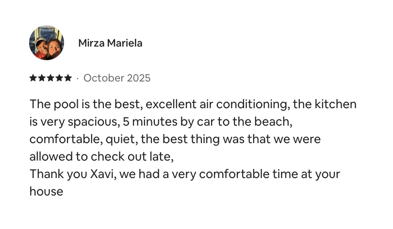 Airbnb guest review - Mirza Mariela