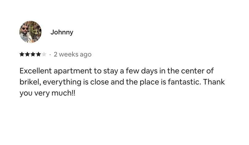 Airbnb guest review - Johnny