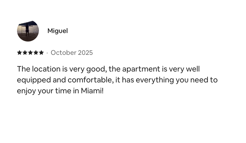 Airbnb guest review - Miguel