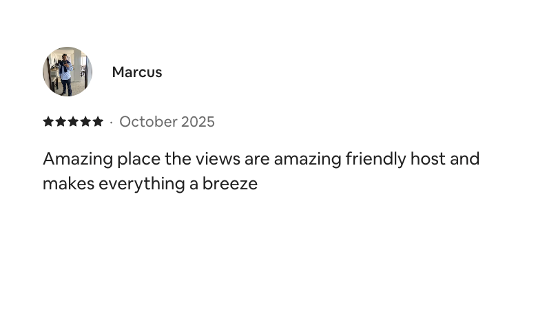 Airbnb guest review - Marcus