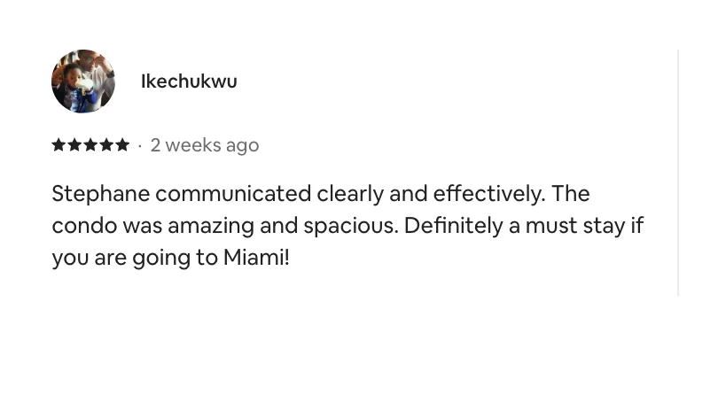 Airbnb guest review - Ikechukwu