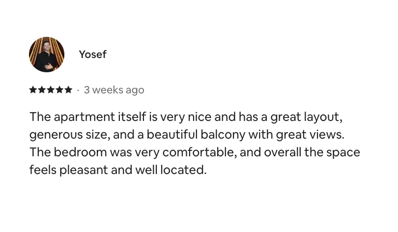Airbnb guest review - Yosef