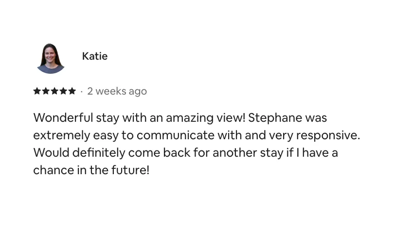 Airbnb guest review - Katie